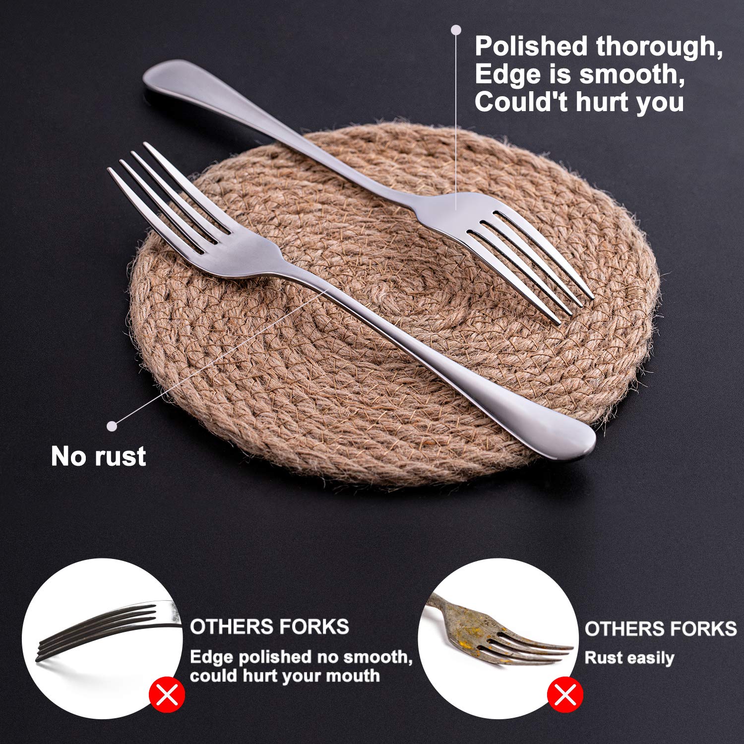 Dinner Forks,Set Of 16 Top Food Grade Stainless Steel Silverware Forks,Table Forks,Flatware Forks,8 Inches,Mirror Finish & Dishw